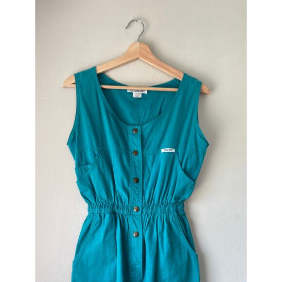 80s Vintage Emerald Green/Blue Utility Jumpsuit by IDEAS – Women’s Small - Picture 2 of 6